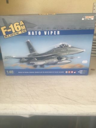Kinetic Models 1/48 Scale F - 16 Am Block 16 Nato Fighter Model Kit Open Box