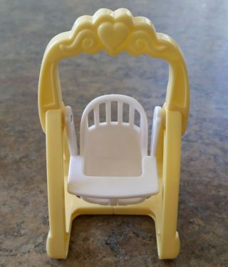 Fisher Price Loving Family Nursery Baby Swing Baby Dollhouse Furniture Yellow