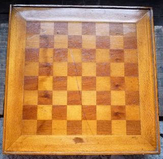 Vintage Antique Wooden Chess Checker Board 15 3/4 " Square