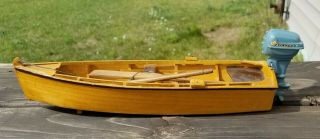 Vintage Wooden Toy Boat Evinrude Outboard Motor