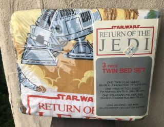 Vintage 1983 Star Wars Return Of The Jedi Rotj R2d2 Twin Bed Sheet Set