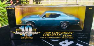 1:18 Scale Ertl American Muscle 1969 Chevrolet Chevelle Ss396 In Rare Blue