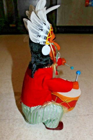 Vintage Tinplate Battery Operated Drumming “Indian” Joe Toy,  Alps Co.  Japan 3
