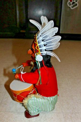Vintage Tinplate Battery Operated Drumming “Indian” Joe Toy,  Alps Co.  Japan 4