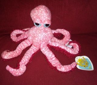 The Petting Zoo Bright Eyes Octopus Velour Soft 8in Pink Plush Animal Lnwt 1994