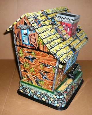 RARE VINTAGE 1960 ' S MARX HOOTIN ' HOLLOW HAUNTED HOUSE BATTERY OP.  TOY W/BOX 7
