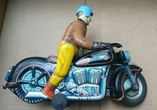 Vintage Masudaya Modern Toys Battery Operated Tin Atom Motorcycle Rare