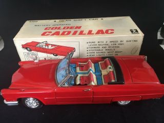 Vintage！bandai ”gear Shift Car” Battery Operated “red Cadillac” W/box