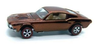 1968 Hot Wheels Redline Custom Mustang Spectraflame Dark Brown W/ White Int Wow
