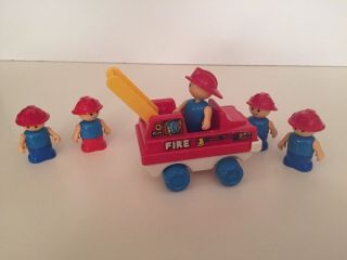 Playskool Lil Playmates Vintage Red Fire Truck Half Yellow Ladder