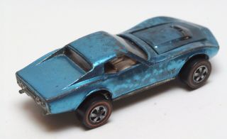 12 Vintage Mattel Hot Wheels Redline 1968 US Light Blue Custom Corvette 3