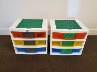 Two X Iris Lego 3 Drawer Storage Tower With 3 Divider Trays Each