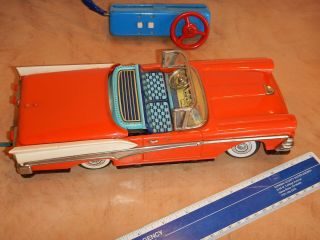 VINTAGE TIN LITHO BATTERY OPERATED FORD CONVERTIBLE,  JAPAN,  REPAIR,  PARTS 2