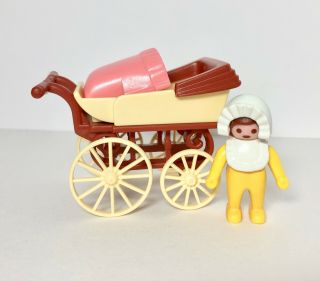 Playmobil 5300 Victorian Mansion 5502 Nanny - Pram / Stroller With Cover & Baby