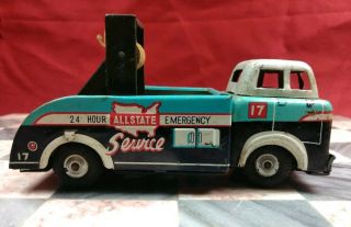 Vintage Marx Linemar Tin Litho Friction Allstate Service Tow Truck Wrecker