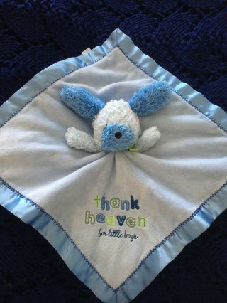 Child Of Mine Thank Heaven For Little Boys Puppy Dog Security Blanket Lovey Blue