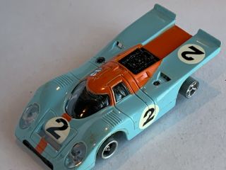 Vintage Aurora / Afx Porsche 917 Slot Car In Blue /orange 2non - Magnatraction