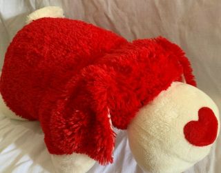 Puppy Dog Pillow Red White My Pillow Pets 21” Stuffed Animal Soft Plush Heart