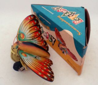 China Shanghai Ms 504 Somersaulting Butterfly Wind - Up Tin Toy -
