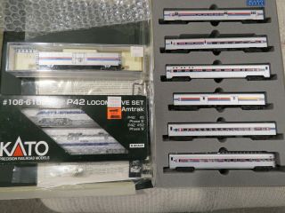 Kato N Scale Amtrak 6 Car Passenger Car Set And 1 Baggage Express Car