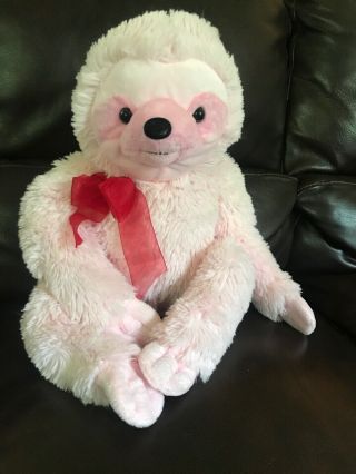 Dan Dee Pink Sloth Plush Stuffed Animal 20 " Long 10 " Wide With Red Bow 3