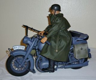 21st Century Toys Wwii German Motorcycle W/ Sidecar And Figure.  1/6 Scale.