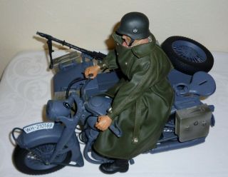 21st Century Toys WWII German Motorcycle w/ Sidecar and figure.  1/6 scale. 2