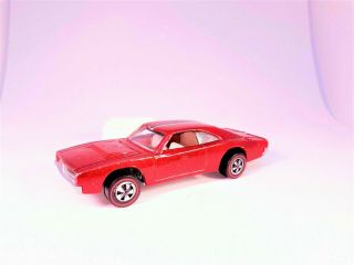 1969 Hot Wheels Redlines Custom Dodge Charger - Hot Red - Made In Usa