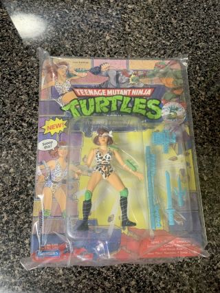 1992 Tmnt April The Ninja Newscaster Cave Turtle Action Figure Unpunched Moc