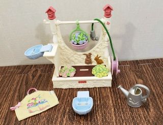 Fisher Price Loving Family Dollhouse Garden Center With Water Hose & Flowers Euc