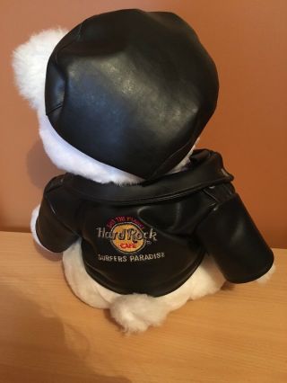 Hard Rock Cafe Polar Bear Plush Toy Doll With Badge Leather Jacket Stuffed 30cm 2