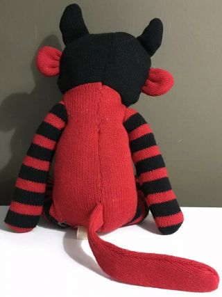 Dan Dee Sock Monkey Plush Stuffed Animal Red Black Devil Horns Halloween Hell 2