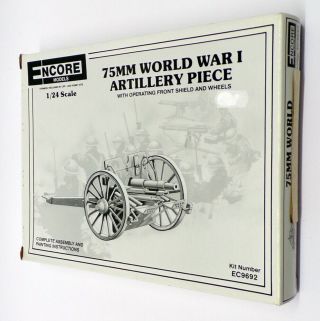 Encore Models 1/24 Scale Kit Ec9692 - 75mm Wwi Artillery Piece