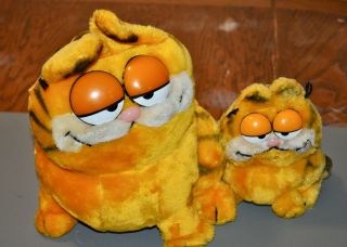 2 X Dakin 1981 Vintage Garfield Cats 10 " 7 " Plush Stuffed Animal Toys