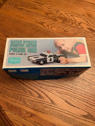 Vintage Sears Battery Operated Nonstop Action Police Car Chevrolet Monza Htf