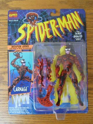 1994 Toy Biz Spider - Man Carnage W/weapon Arms Action Figure