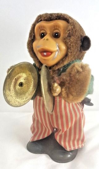 Wind Up Rare Old Vintage Cymbal Monkey Chimp Toy With Cymbals