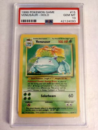 Venusaur - Pokemon 1999 Base Unlimited 15 Holo R - Psa 10 Gem (very)