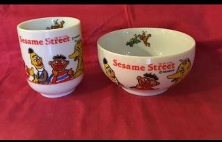 Vintage Child’s Bowl & Mug Sesame Street.  Big Bird Twiddlebugs Elmo Bert & Ernie