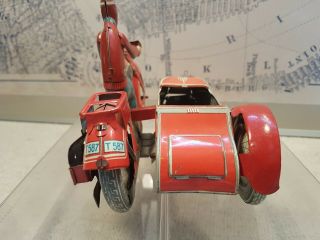 Tin toy TIPPCO T 587 Motorcycle with sidecar - Wind up - Germany 20cm 10