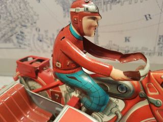Tin toy TIPPCO T 587 Motorcycle with sidecar - Wind up - Germany 20cm 4