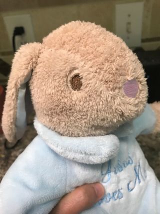Dan Dee Jesus Loves ME Bunny Rabbit Blue Singing Plush Stuffed Brown 3