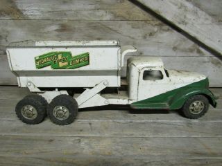 Vintage Hydralic Buddy L Dumper Truck White & Green