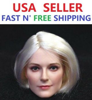 1/6 Scale White Short Hair Female Head Sculpt For 12  Female Figure Doll Phicen