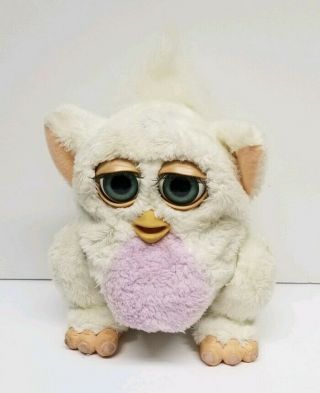 2005 Baby Furby Grey Pink Belly Green Eyes Tiger Electronics Rubber Feet