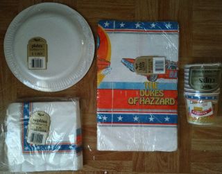 Dukes Of Hazzard Vintage 1981 General Lee Tablecloth Plates Napkins Cups 2