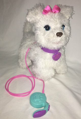 Hasbro FurReal Friends Get Up and GoGo My Walkin ' Pup White Dog w/ Leash in EC 2