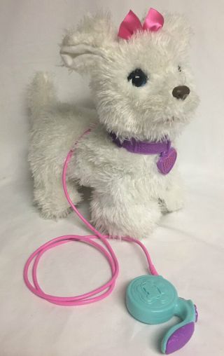 Hasbro FurReal Friends Get Up and GoGo My Walkin ' Pup White Dog w/ Leash in EC 6