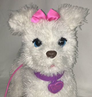 Hasbro FurReal Friends Get Up and GoGo My Walkin ' Pup White Dog w/ Leash in EC 7