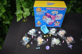 Baby Hamster Stroller Set W 6 Flocked Baby Hamsters & Toys Plus Adult Zhu Zhu